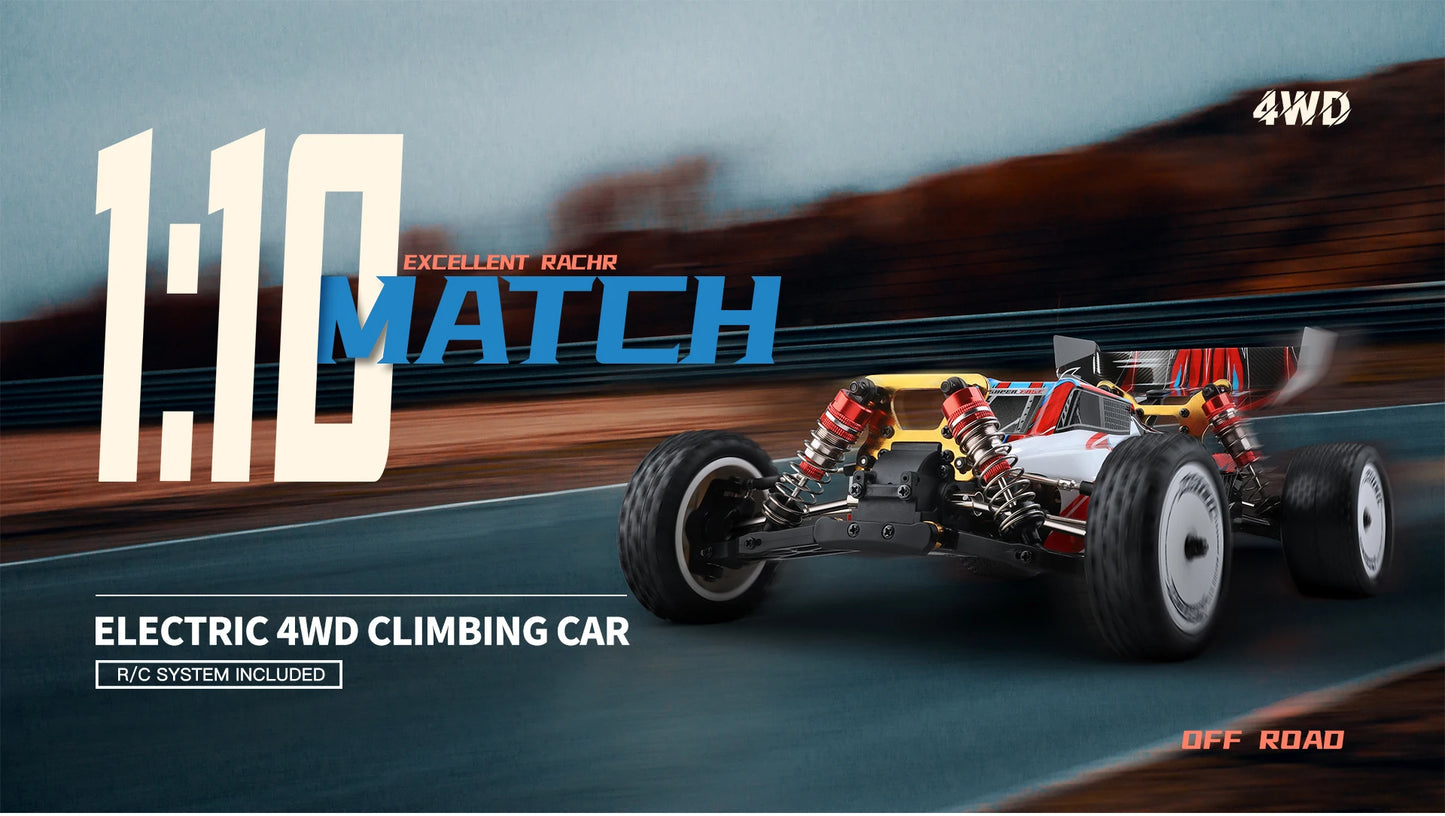 Wltoys 104001 RTR 1/10 4WD RC Car – 2.4G High-Speed Remote Control Drift & Off-Road Climbing Metal Vehicle, 45km/h