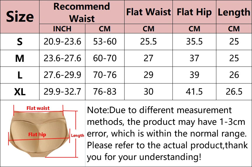 Women’s Padded Butt Lifter Underwear – Mid-Waist Hip Enhancer Body Shaper Panties