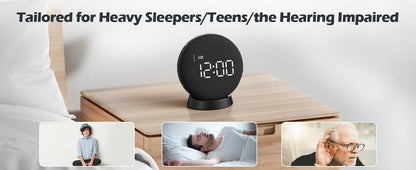 Awakening Vibrating Alarm Clock – Loud Bed Shaker for Heavy Sleepers & Hearing Impaired, Wireless Magnetic Charging