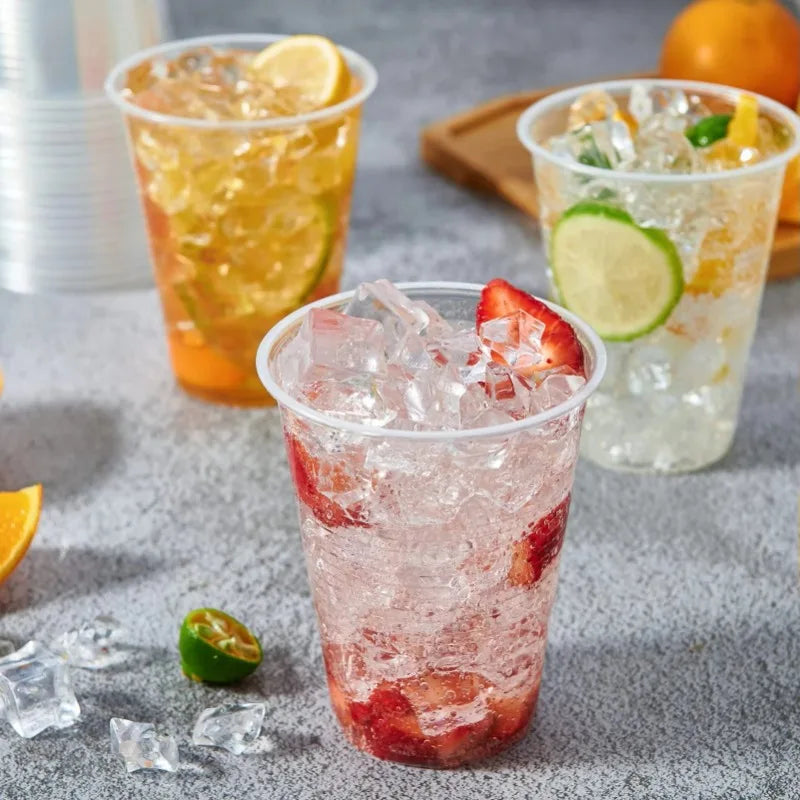 50/100PCS Disposable Clear Plastic Cups — Party, Picnic, Wedding & Camping Drinking Cups