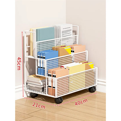 Multi-Layer Storage Trolley Cart - Rolling Bookshelf, Kitchen & Bathroom Organizer with Wheels