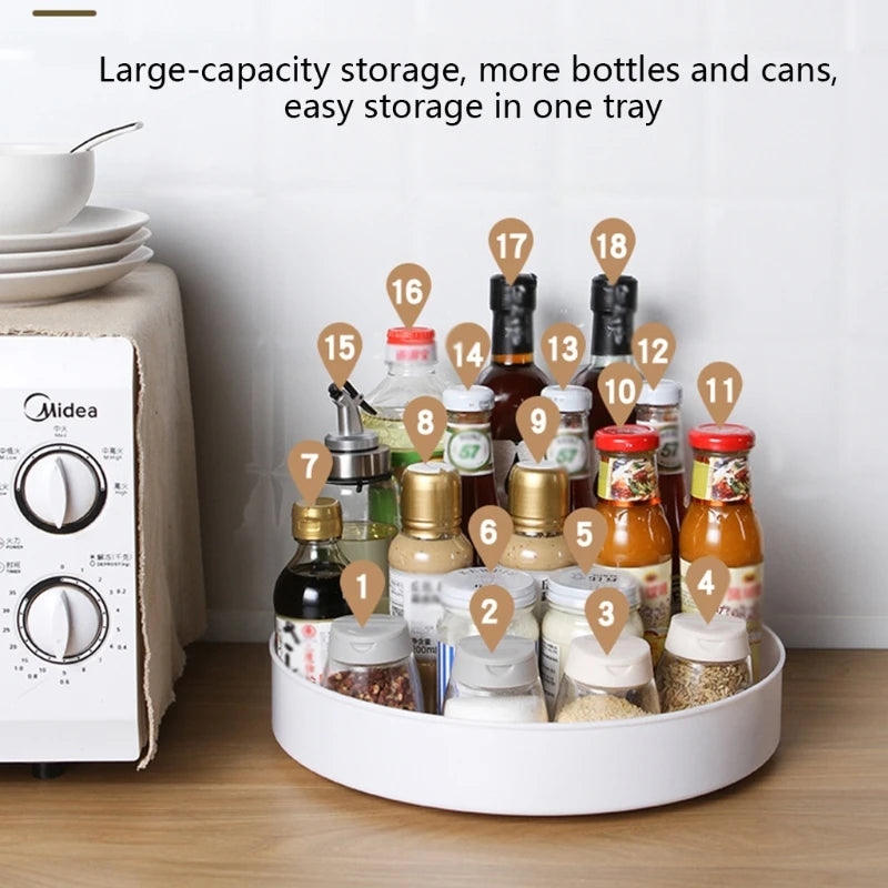 360° Rotating Cabinet Organizer – Non-Slip Kitchen & Bathroom Turntable for Spices, Cosmetics & Storage