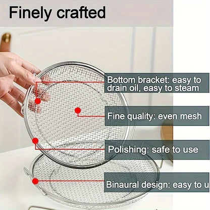 Stainless Steel Mesh Filter Tray – Reusable Round Basket for Frying, Grilling & Kitchen Straining