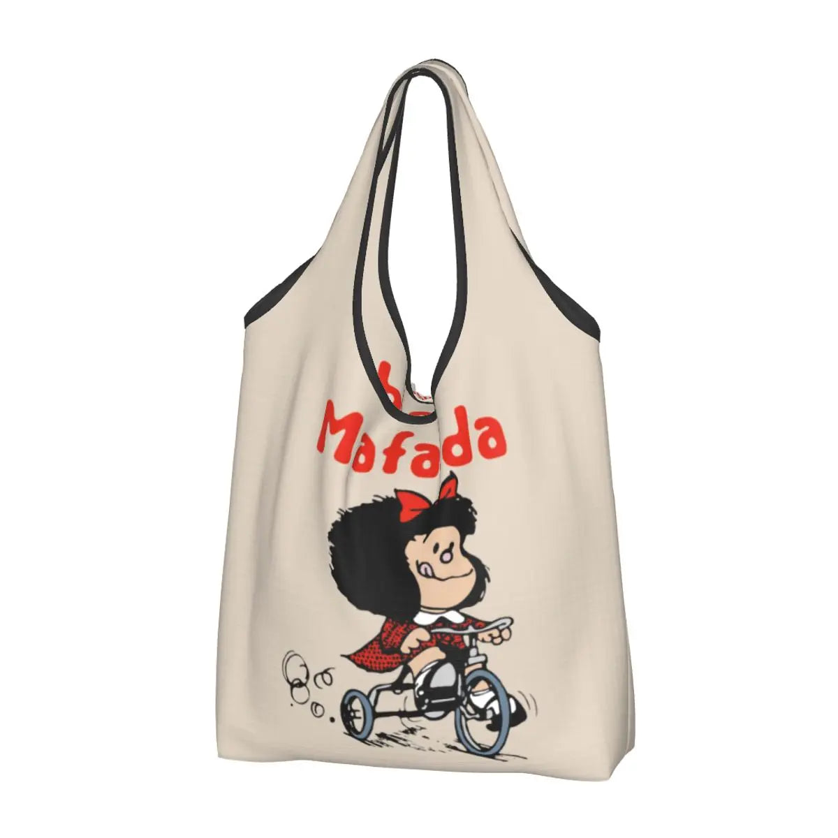 Anime Mafalda Cartoon Grocery Tote Bag – Large Capacity Fashion Shopper Shoulder Handbag, Portable Kawaii Canvas Bag for Everyday Use