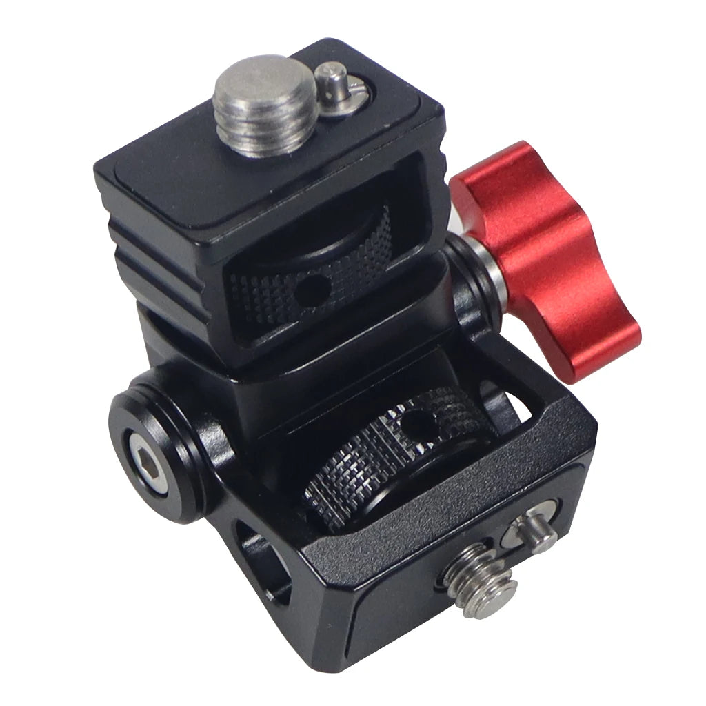Mini Monitor Mount Holder – Swivel & Tilt Tripod Head with Cold Shoe Adapter for Flash, Microphone, and Fill Light