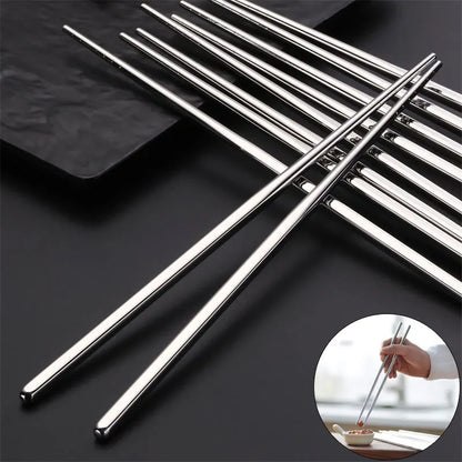 2–5 Pairs 304 Stainless Steel Chopsticks – Non-Slip Metal Sushi Sticks for Korean, Japanese & Chinese Food