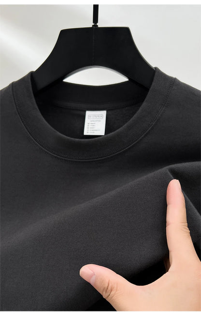 100% Pure Cotton Men’s Summer T-Shirt – High-End Short Sleeve Round Neck Breathable Fashion Top