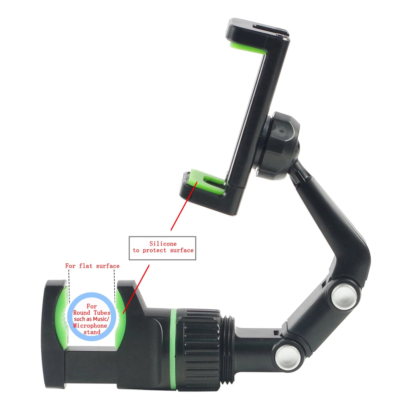 360° Rotatable Phone Holder for Guitar & Mic Stand — Includes 10 Picks and Cleaning Cloth