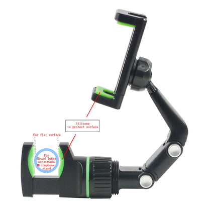 360° Rotatable Phone Holder for Guitar & Mic Stand — Includes 10 Picks and Cleaning Cloth
