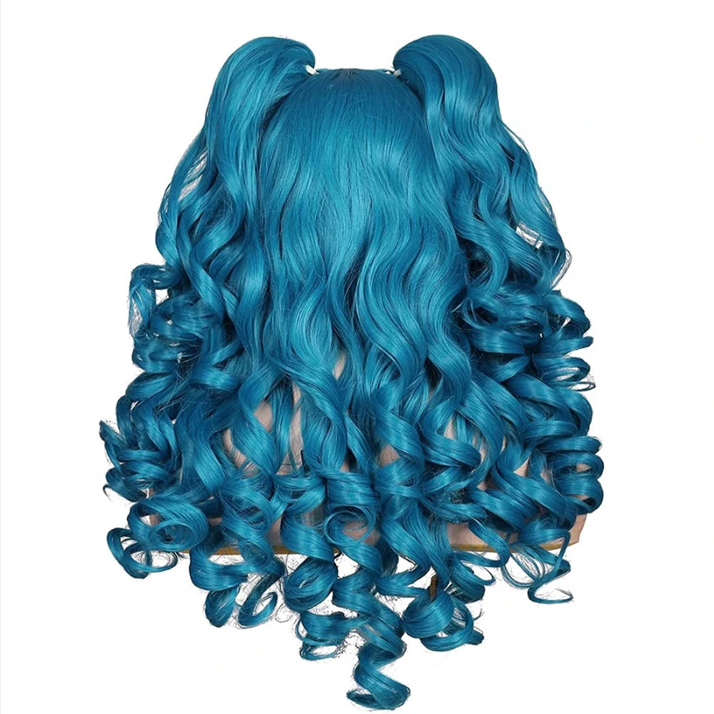 HAIRJOY Women's Long Curly Synthetic Cosplay Wig with 2 Ponytails – Halloween & Party Wig