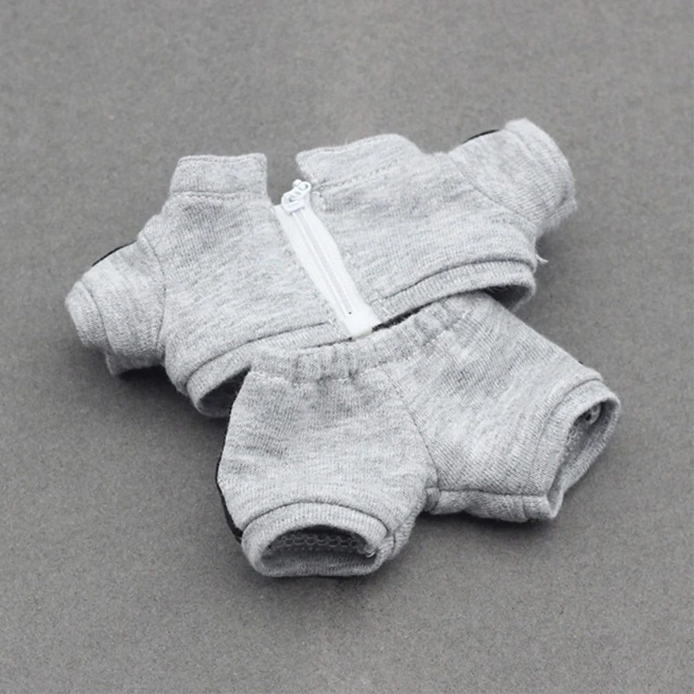 Ropa Labubu Clothes Set for 15/17cm V1/V2 Plush Dolls – Hooded Sweatshirt & Pants | Doll Outfit Accessories & Kid Toy Gift