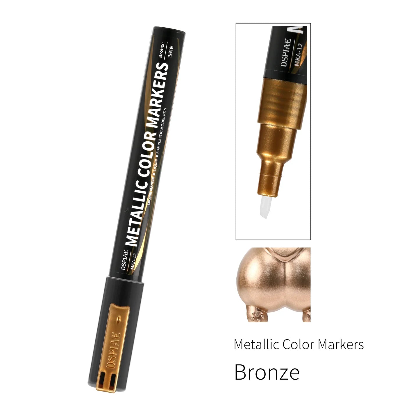DSPIAE MKA Super Metallic Brush Marker Pens – Water-Based Eco-Friendly Paint Pens (Pink, Orange, Red, Blue, Green, Silver, Gold)