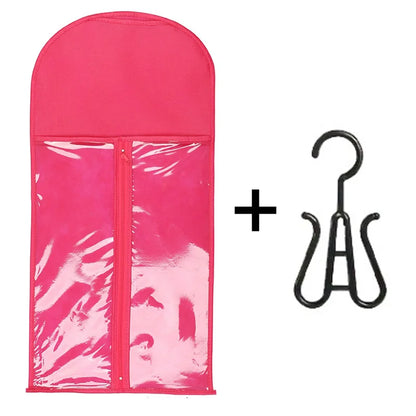 Transparent Wig Storage Bag with Hooks - Dustproof Wall Mounted Organizer for Salon & Home Hair Accessories