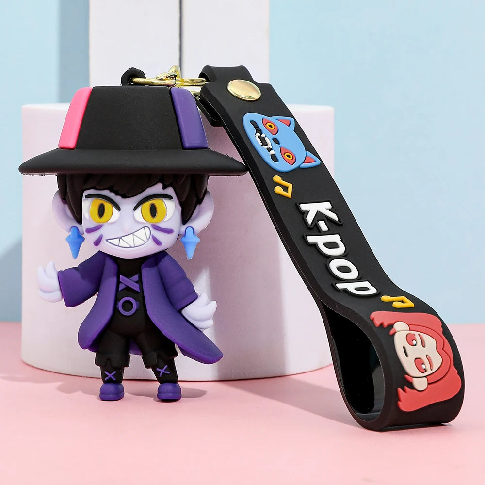 New KPOP Demon Hunters Keychain – Tiger PVC Figure, Cute Harajuku Style Key Ring for Kids & Fans