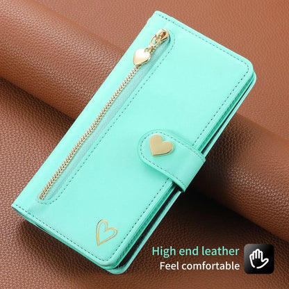 Leather Lanyard Wallet Phone Case for Samsung Galaxy - Zipper Card Holder Flip Cover