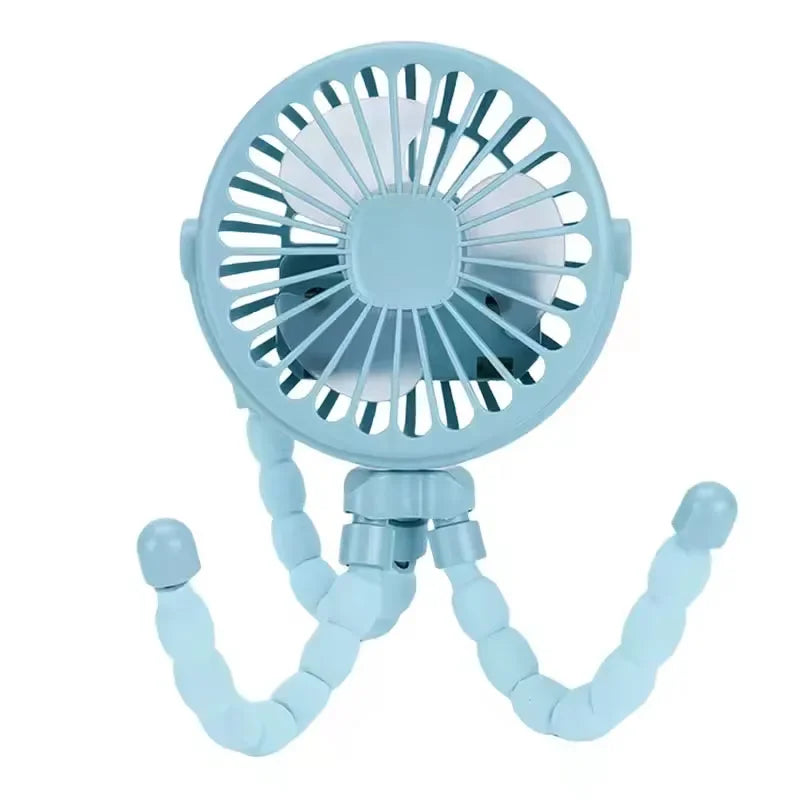 Mini Octopus Stroller Fan – Handheld USB Charging Bladeless Fan, Small Folding Silent Fan for Table, Outdoor, and Baby Use