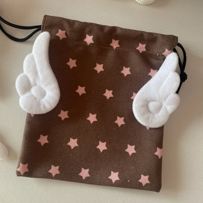 Portable Star Pattern Drawstring Storage Bag - Canvas Cosmetics, Stationery & Accessories Organizer Pouch