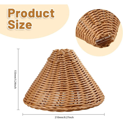 2-Pack Rattan Clip-On Lamp Shades - Empire Cone Replacement Shades for Chandeliers & Floor Lamps
