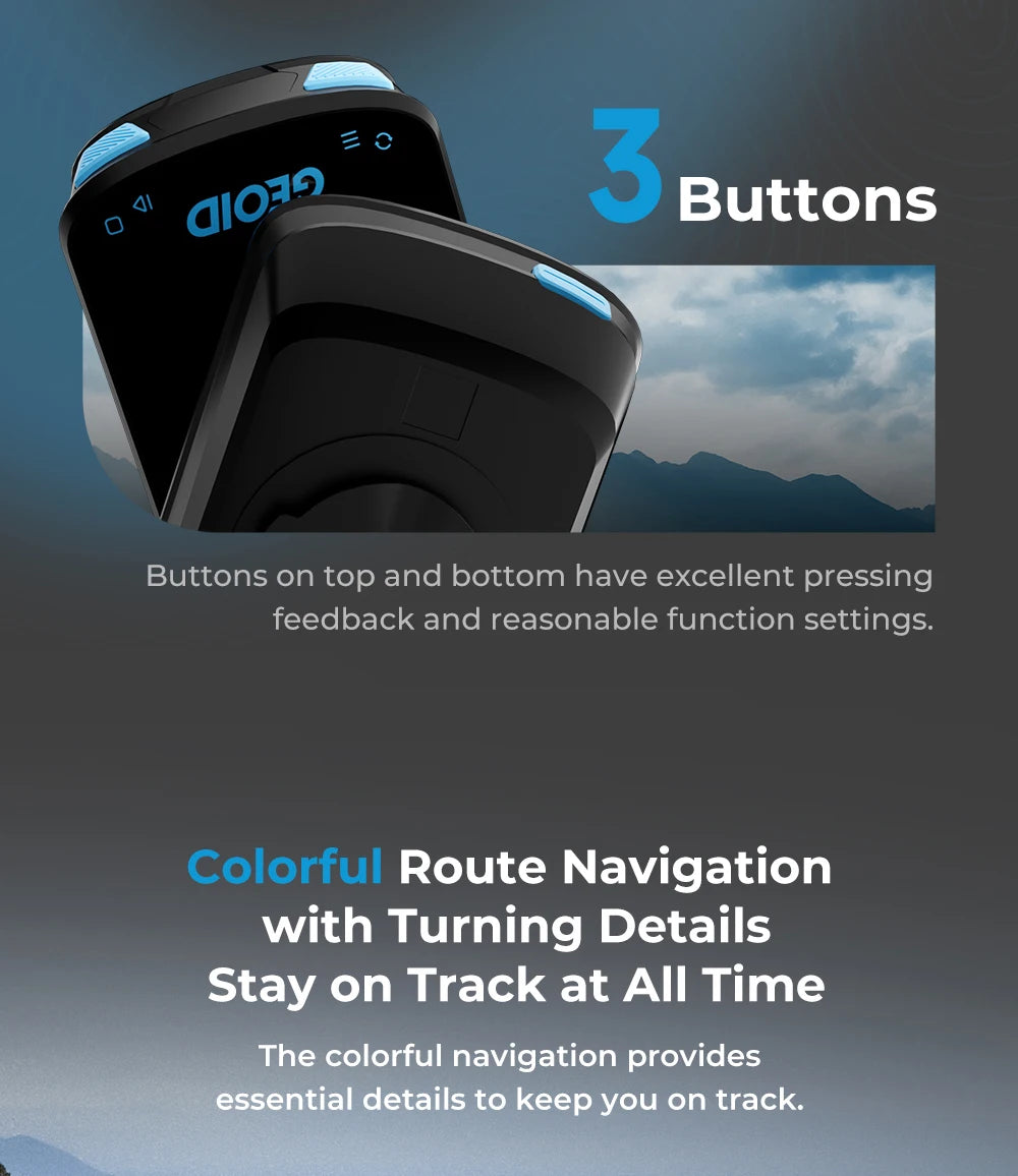 GEOID CC600 Bike Computer – Color Screen Smart GPS Speedometer with Wireless ANT+, WIFI, 11 Languages & Cycling Odometer