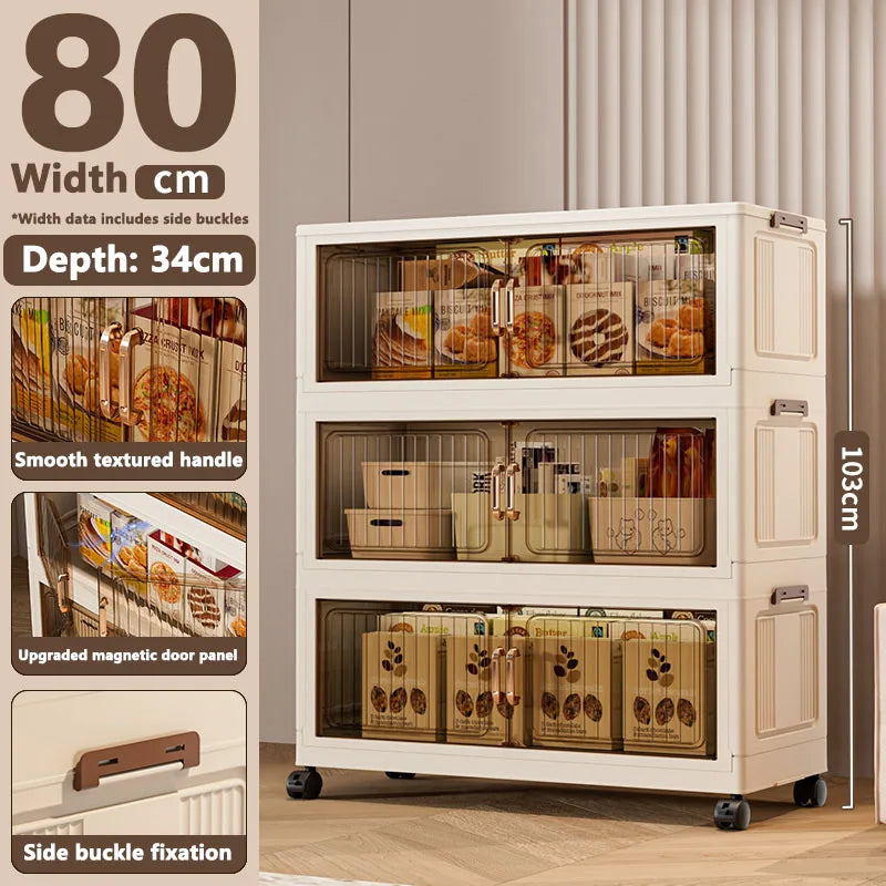 Installation-Free Foldable Storage Cabinet – Plastic Organizer for Kids’ Clothes & Snacks