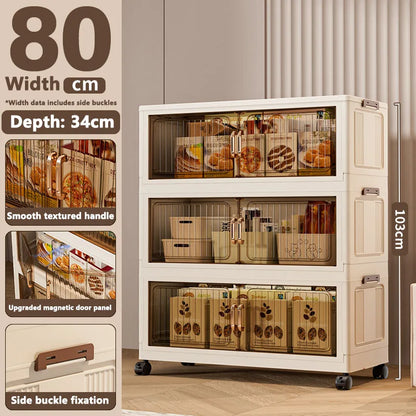 Installation-Free Foldable Storage Cabinet – Plastic Organizer for Kids’ Clothes & Snacks