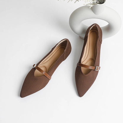 2024 Women's Flat Shoes – Pointed Toe Soft Knitted Sole, Breathable & Comfortable Spring and Autumn New Model