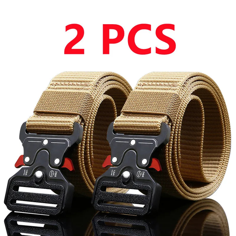 2PCS Men's Tactical Belts – Durable Adjustable Outdoor Hunting & Sports Belt