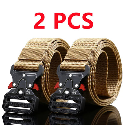 2PCS Men's Tactical Belts – Durable Adjustable Outdoor Hunting & Sports Belt