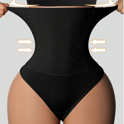 High-Waist Seamless Shaping Thongs - Women’s Tummy Control Underwear with Butt-Lifting and Belly-Smoothing Fit