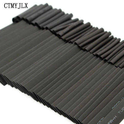 127PCS Thermoresistant Black Heat Shrink Tubing Kit - 2:1 Polyolefin Sleeving for Wire & Cable Protection