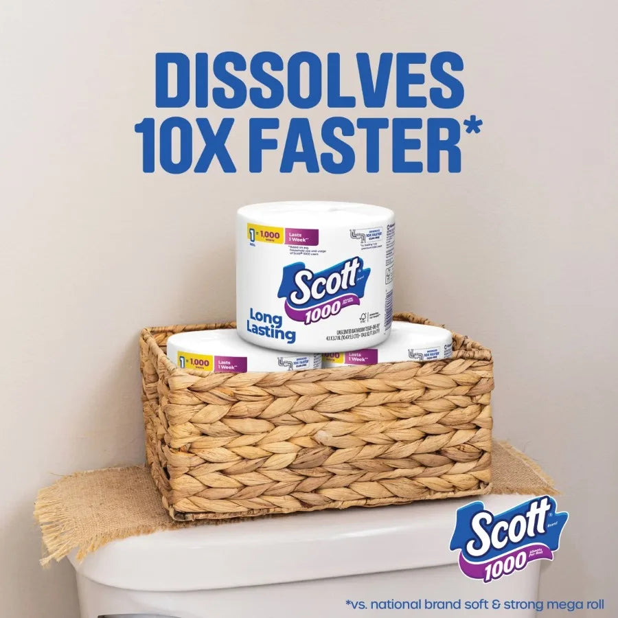 1000-Sheet Septic-Safe 1-Ply Toilet Paper - 4-Roll Value Pack