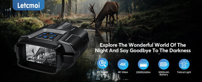 USB Rechargeable 4K Night Vision Binoculars — 600m Range, 8X Digital Zoom HD for Hunting, Camping & Boating