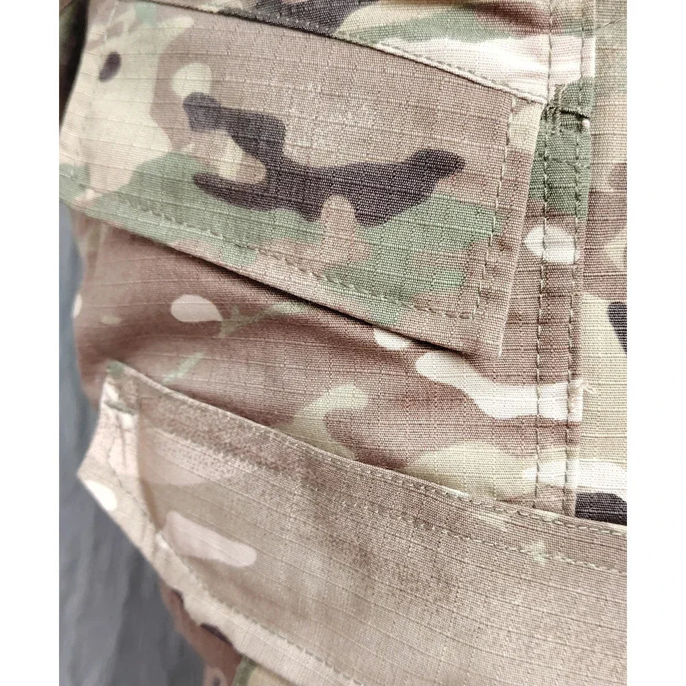Men’s Camo Tactical Uniform Set | Ripstop Airsoft Suit with Multi-Pocket Pants & Training Shirt for Hunting or Paintball