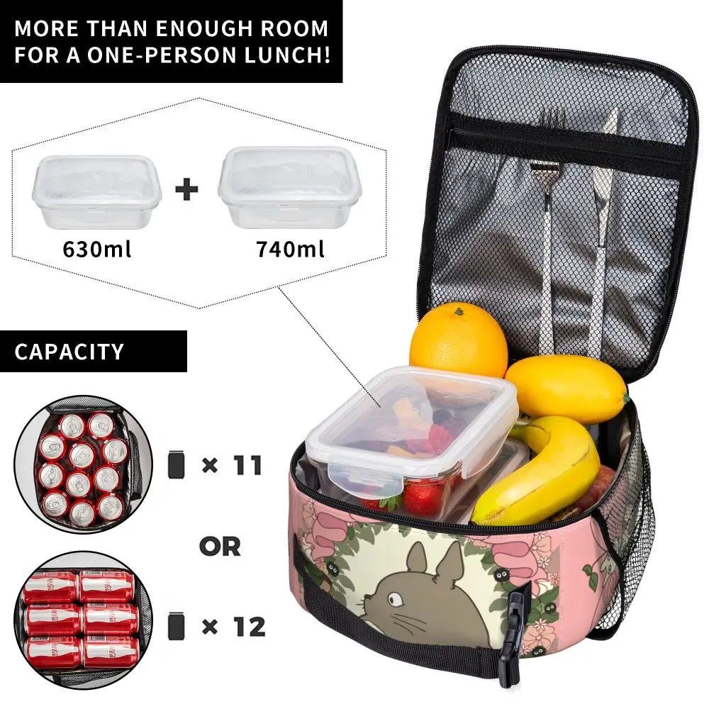 Totoro Miyazaki Anime Insulated Lunch Tote Bag – Portable Thermal Cooler for School & Office