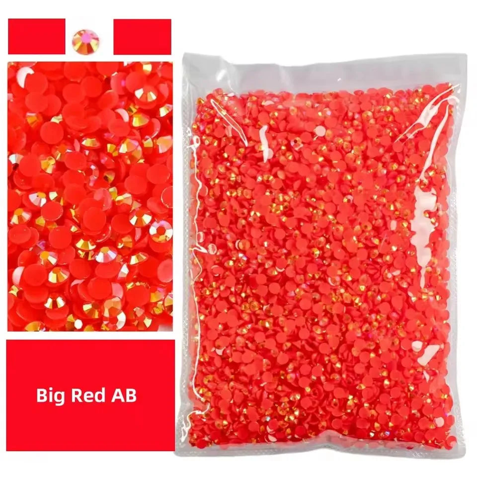 Jelly AB Resin Rhinestones 2-6mm — Non-Hotfix Flat Back Plastic Crystals & Strass Glitters, Large Pack