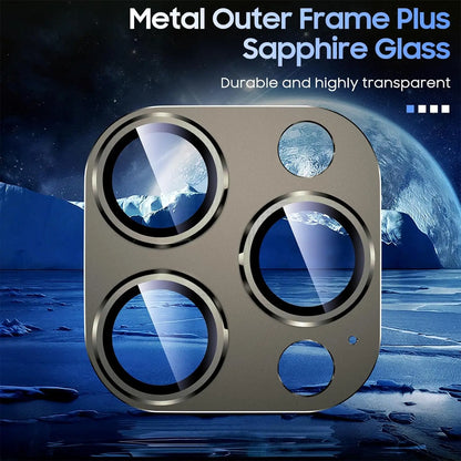 Titanium Gray Metal Camera Lens Protector - Premium Glass Protection Cover for iPhone 15 Pro Max, 14 Pro & 13 Series
