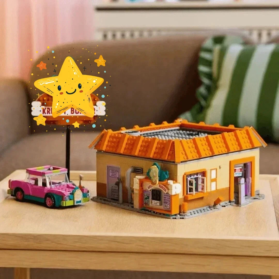 2025 MOC 1635-Piece Burger Restaurant Building Blocks Set – City Street View Creative Toy for Children’s Gifts