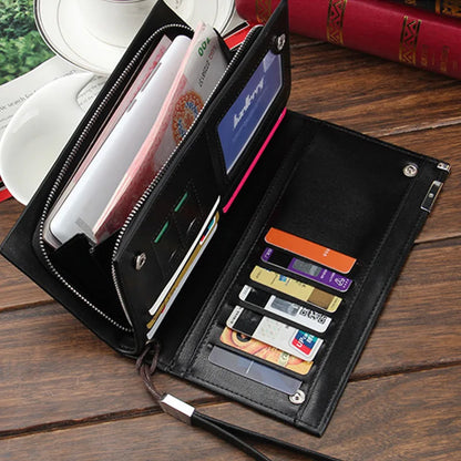 Baellerry Men’s Long Wallet – Large Capacity Zipper Clutch with Card Holder & Coin Pocket, Luxury Handbag Purse