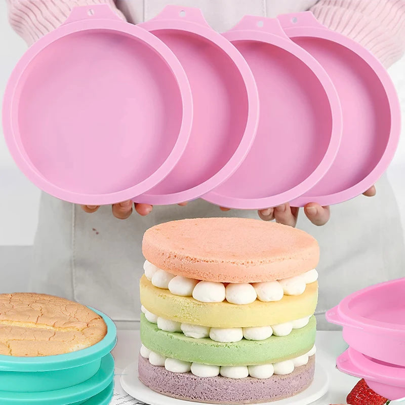 FAIS DU Silicone Cake Pan Set – 2-8pcs 4/6/8inch Round Molds for Rainbow Cake & Mousse Baking