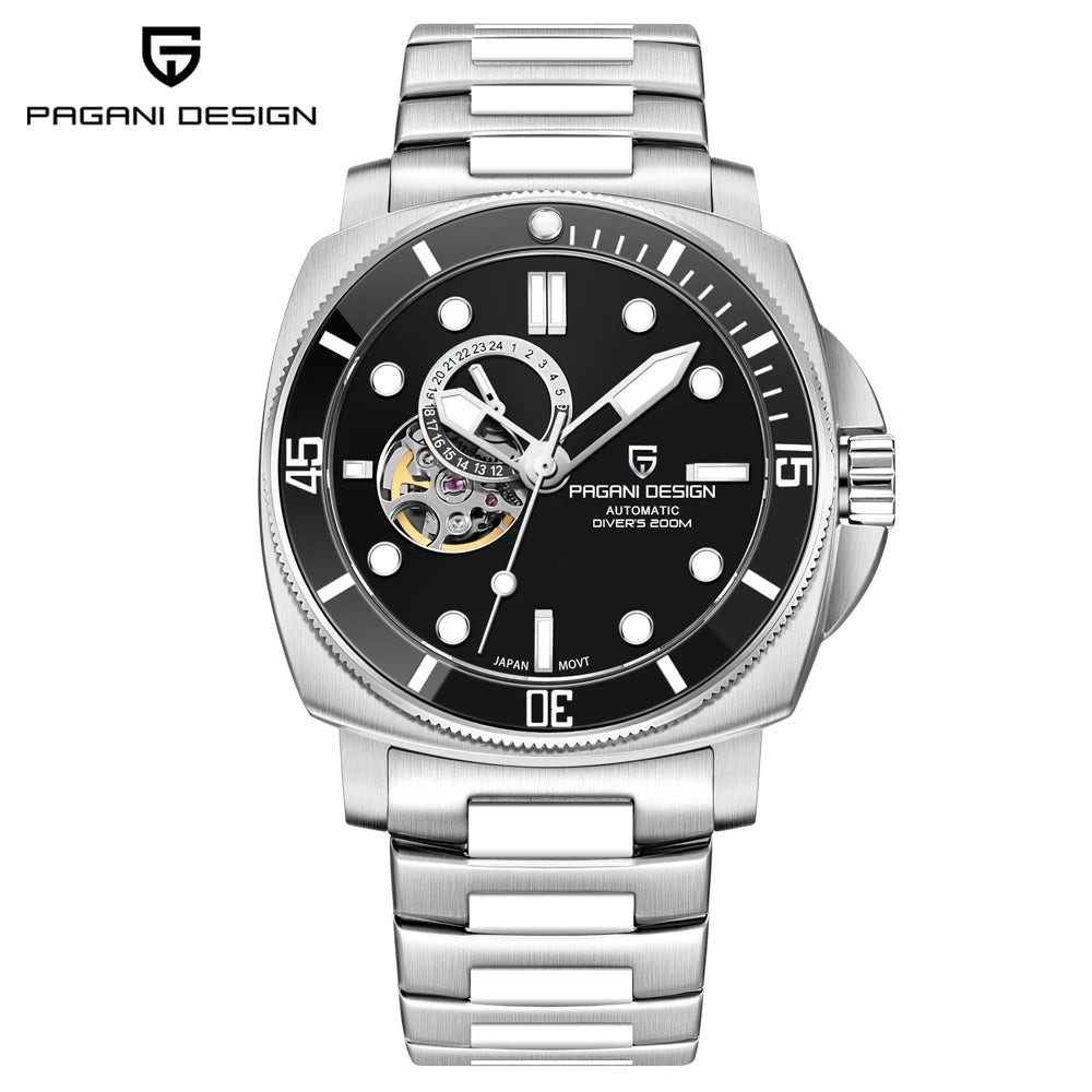 PAGANI DESIGN 2023 Men’s Tourbillon Automatic Watch – Mechanical Wristwatch with Ceramic Bezel, Luminous Display & 20Bar Waterproof
