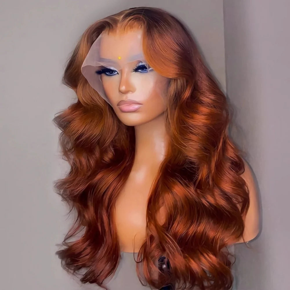 HD 13x4 Reddish Brown Lace Front Wig – Glueless Brazilian Body Wave Human Hair Wig, Red Brown Lace Frontal