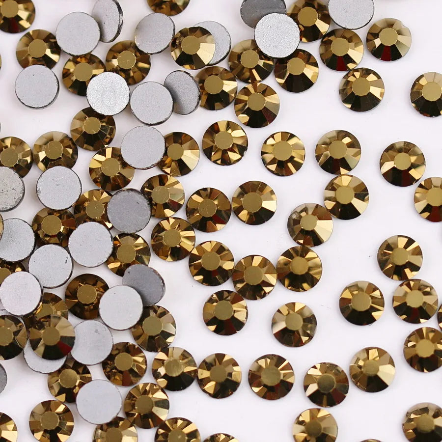 Glass Crystal Flatback Rhinestones SS6–SS30 Set – 7 Sizes Non-Hotfix Round Nail Art Beads for DIY Crafts & Decoration