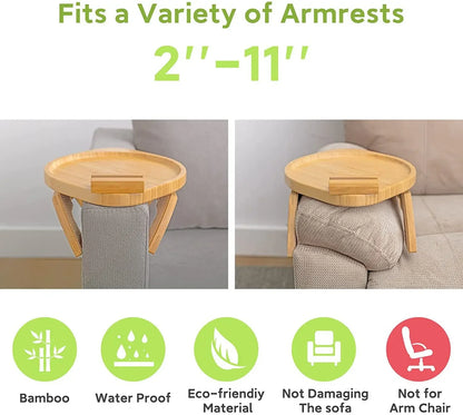 Portable Sofa Arm Tray – Clip-on Couch Armrest Table for Snacks, Drinks, and Remote Control