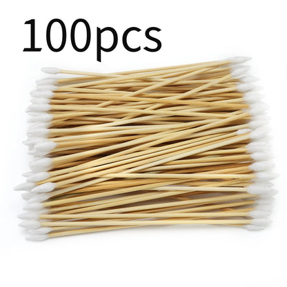 100/300PCS 6-Inch Precision Cotton Swabs - Pointed Cotton Buds with Long Wooden Sticks and Storage Case
