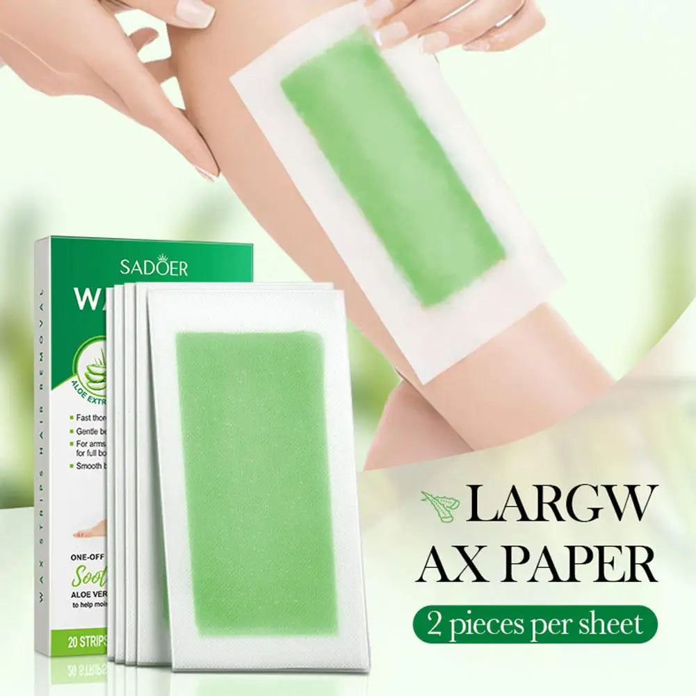 20-Piece Hair Removal Wax Strips - Cold Waxing Paper for Facial and Body Hair Removal at Home