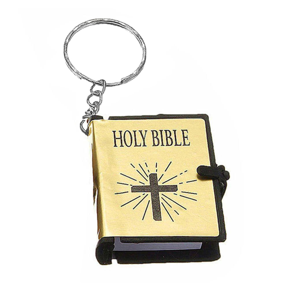 Mini English Holy Bible Keychain - Christian Jesus Cross & Muslim Keyring, Prayer God Bless Charm for Women’s Bag