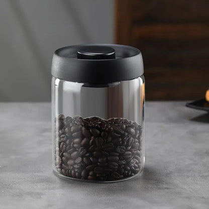 Vacuum Sealed Glass Coffee Bean Jar — Airtight, Moisture-Proof Household Container with Air Extraction for Fresh Coffee