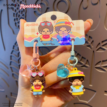 Monchhichi Keycap Clicker Keychain – Cartoon Fidget Toy, Stress Relief Keyboard Charm & Backpack Pendant Gift