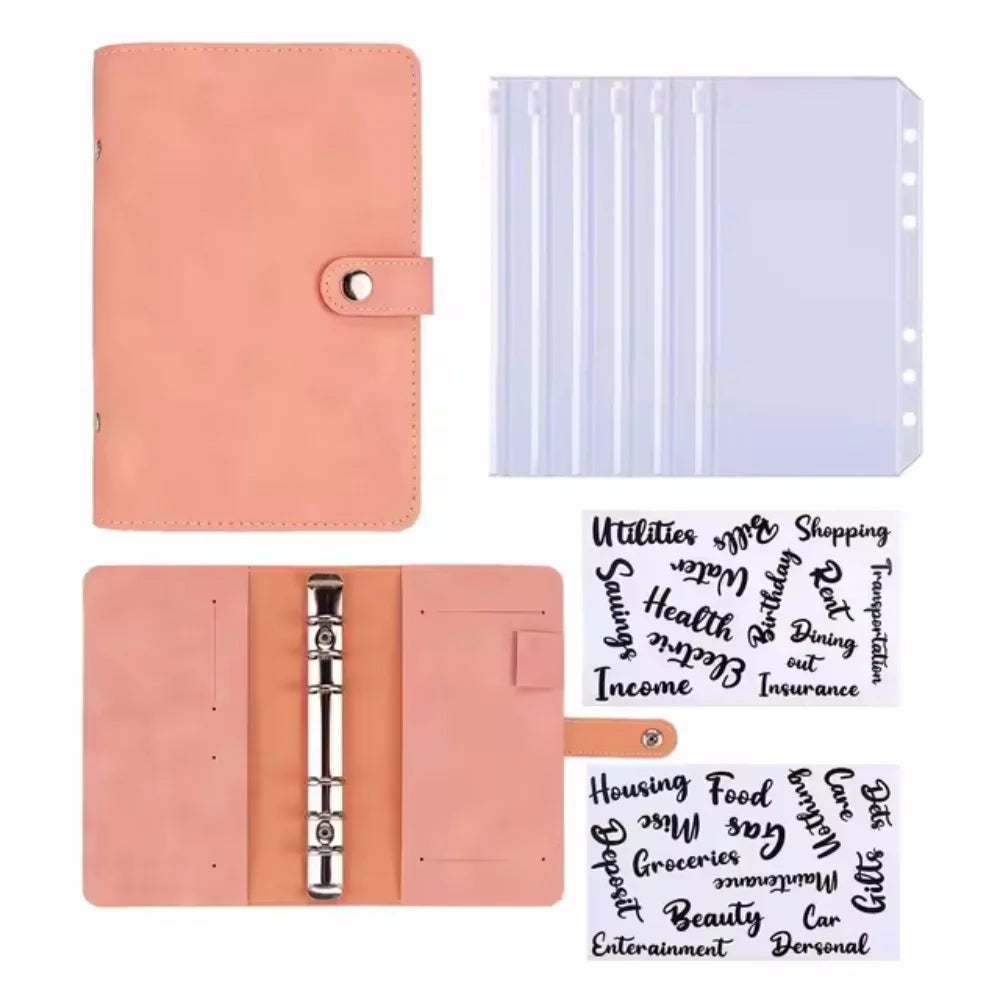 2024 A6 Budget Binder – PU Leather Notebook with Cash Envelopes System, Clip-On Binder Pockets for Money Saving & Bill Organizer Gifts