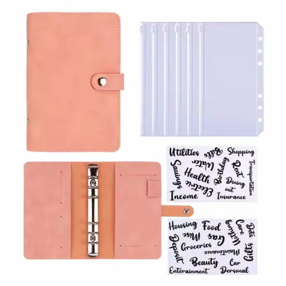 2024 A6 Budget Binder – PU Leather Notebook with Cash Envelopes System, Clip-On Binder Pockets for Money Saving & Bill Organizer Gifts